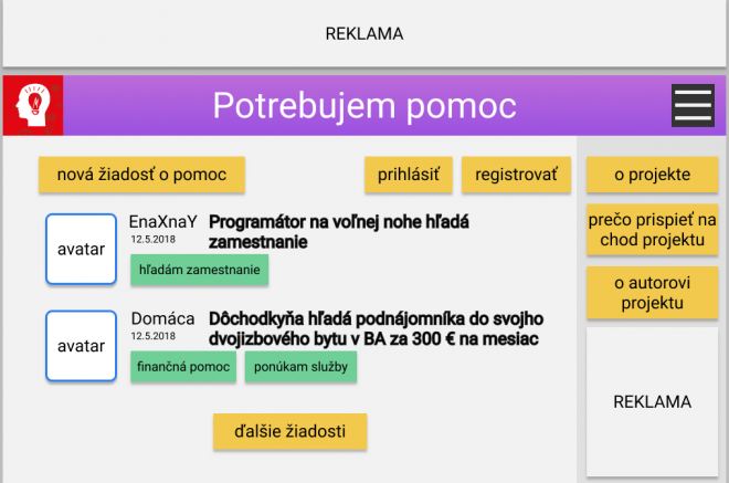 Potrebujem Pomoc - 09 - Hlavná Obrazovka.png